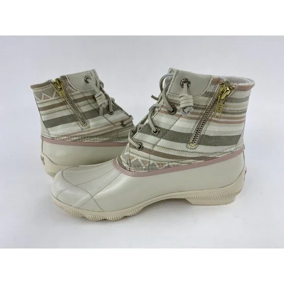Sperry Top Sider Women's Duck Boots Tan Pink Pattern Syren Gulf Playa STS87057 - Picture 10 of 11